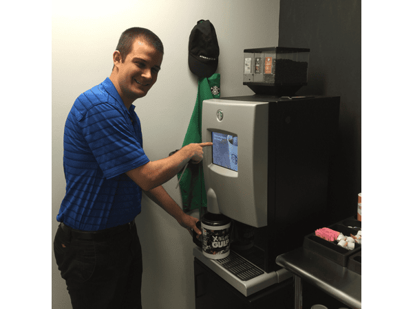 Kevin holding up the line